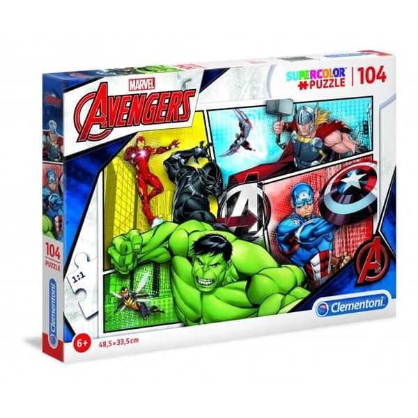 Avengers superfärgpussel 104 bitar - CLEMENTONI - Tecknade serier och serier - Pojke - Från 6 år