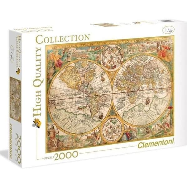Gammalt kartpussel - Clementoni - 2000 bitar - Resor och kartor - Vuxen