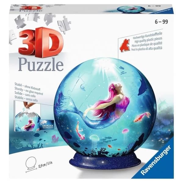 3D Ball Puzzle The Mermaids - Ravensburger - 72 numrerade bitar - För barn från 6 år och uppåt