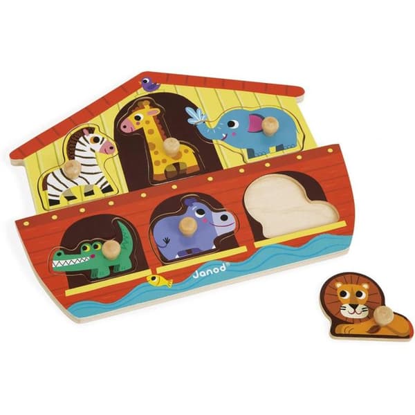 Noah's Ark 3D-pussel - JANOD - Trä - Blandat - 6 tjocka bitar - Från 18 månader
