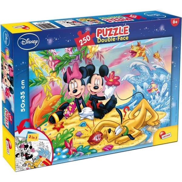 LISCIANI GIOCHI Plus 250 dubbelsidigt pussel Musse Pigg - På stranden