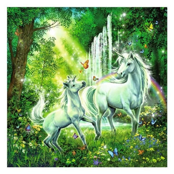 3 x 49 bitar pussel - RAVENSBURGER - Enhörningar - Djur - Mindre än 100 bitar - Grön