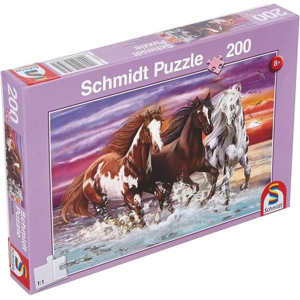 Djurpussel - SCHMIDT - Trio av vilda hästar - 200 bitar - Lila - Barn