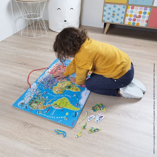 Trä Magnetic World Puzzle - Janod - 92 bitar - Från 7 år