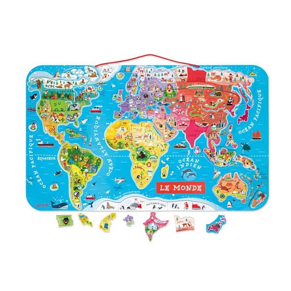 Trä Magnetic World Puzzle - Janod - 92 bitar - Från 7 år