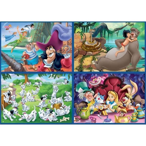 Disney Pussel - EDUCA - Multi 4 In 1 Classics - 50 till 150 bitar - Aladdin, Jungle, Peter Pan, Alice