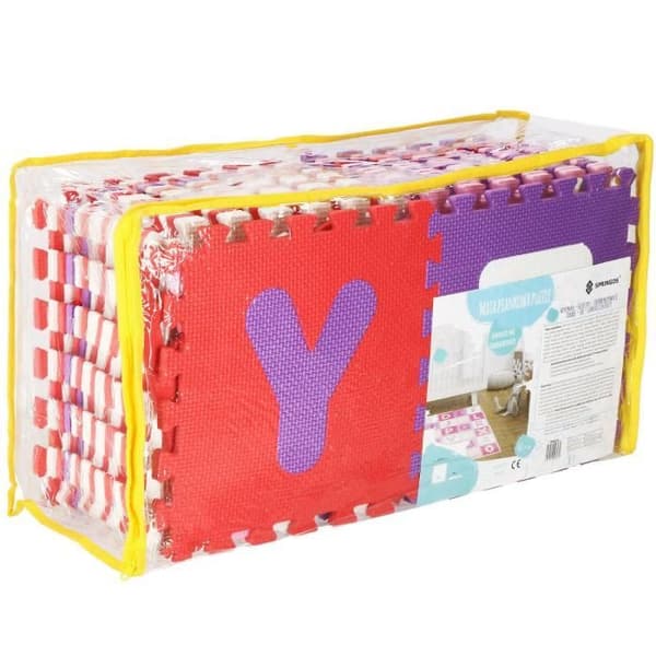 SPRINGOS® pedagogisk lekmatta 36 färgglada bokstavspussel för bebisar 175x175cm i skum