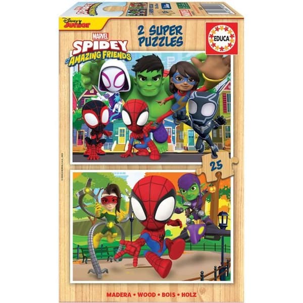 Träpussel 2x25 bitar Spidey & Amazing Friends - EDUCA - Tecknade serier och serier - Blandat - 3 år+