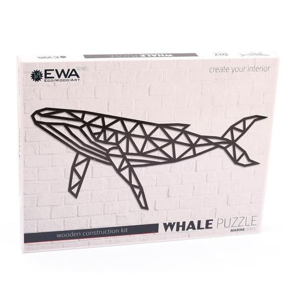Träväggspussel - Whale 89 Cm