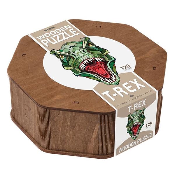 Grönt trä T-rex pussel 129 st - EWA ECO-WOOD-ART - Abstrakt - Blandat - 100-200 bitar