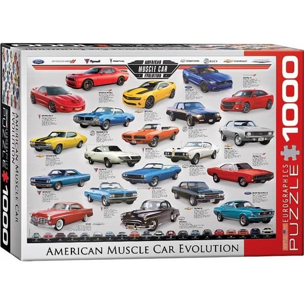 Eurographics Muscle Car Evolution Puzzle - 1000 bitar - för vuxna - fordon och maskiner tema