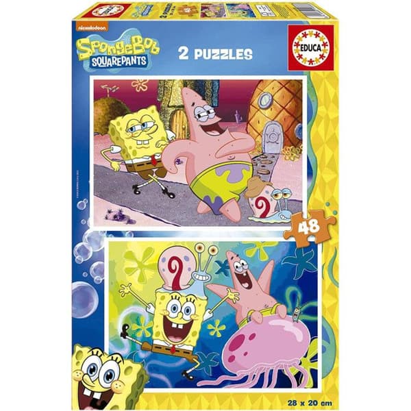 Educa SpongeBob Puzzle - Set med 2 - 48 bitar - Flerfärgad
