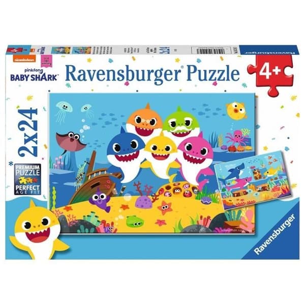 Baby Shark och hans familj pussel - Ravensburger - 2x24 bitar - För barn från 4 år och uppåt