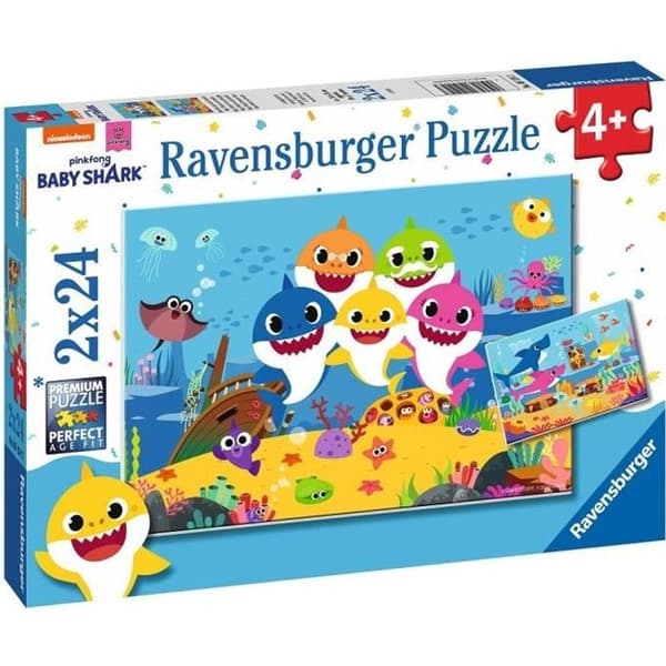 Baby Shark och hans familj pussel - Ravensburger - 2x24 bitar - För barn från 4 år och uppåt