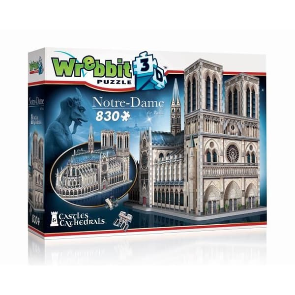 Notre Dame de Wrebbit 3D-pussel - 830 bitar - För barn från 10 år och uppåt - Arkitektur och monumenttema