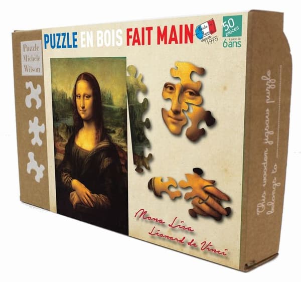 PMW - 50 bitars träpussel LEONARD DE VINCI THE MONA BLADBLAD - Flerfärgad