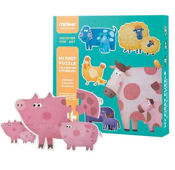 MIDER Farm Animals Pussel - 6 bitar - För barn från 2 år och uppåt