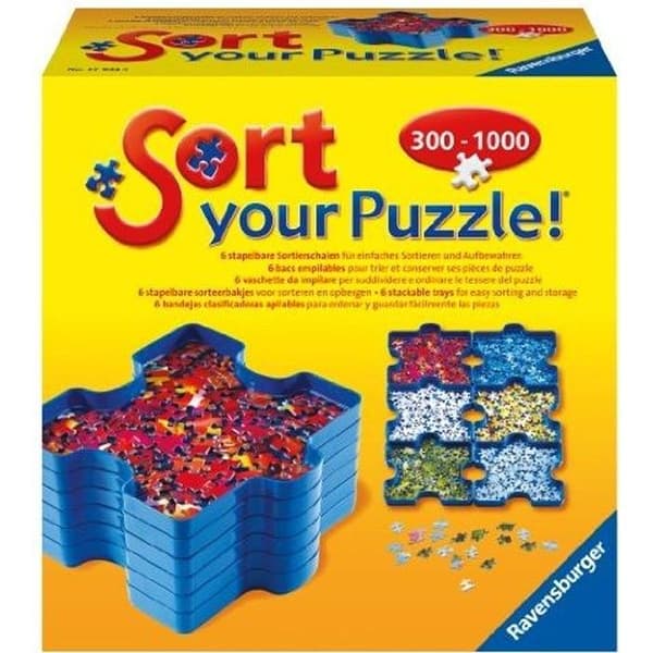 Pusselbitsorterare - Ravensburger - Set med 6 stapelbara behållare - Landskap och natur - Blå
