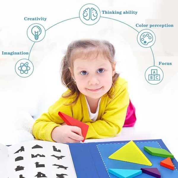 Barn Trä Magnetisk Tangram Pussel Resespel Utbildningsbok Barnleksaker zly 4233 Jeffrey
