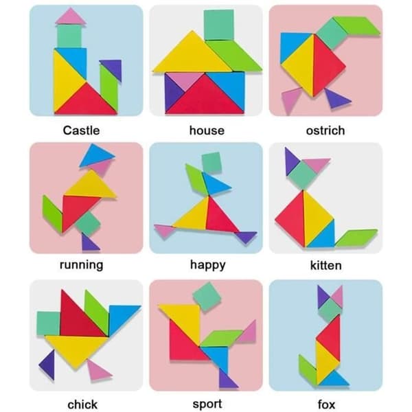 Pedagogisk leksak - LX - 96 Magnetic Tangram Pussel - Resor och kartor - Grön - Blandat