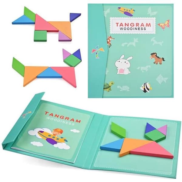 Pedagogisk leksak - LX - 96 Magnetic Tangram Pussel - Resor och kartor - Grön - Blandat