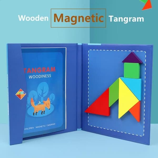 Barn Trä Magnetisk Tangram Pussel Resespel Utbildningsbok Barnleksaker zly 4233 miettelove