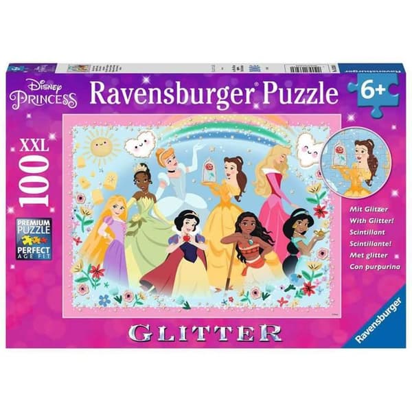 Pussel 100 XXL-bitar: Glitter Collection: Disney Princesses: Stark, vacker och modig Unik färg