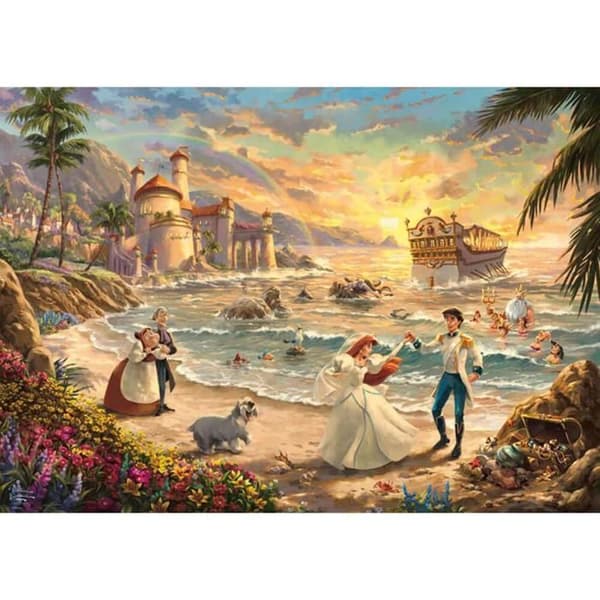 Pussel 1000 bitar: Disney, Den lilla sjöjungfrun: Kärleksfirande, Thomas Kinkade