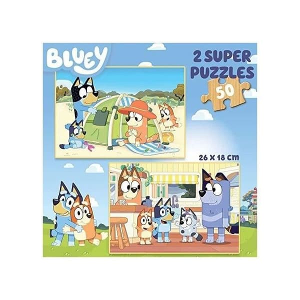 Bluey EDUCA träpussel - 50 bitar - Tecknade serier och serier - För barn från 4 år och uppåt