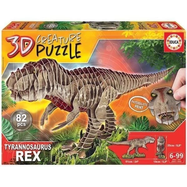 3D T-Rex Pussel - EDUCA - Djur - Blandat - 82 bitar