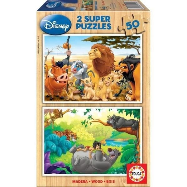 Disney träpussel - Educa - Djur - 50 bitar - För barn från födseln