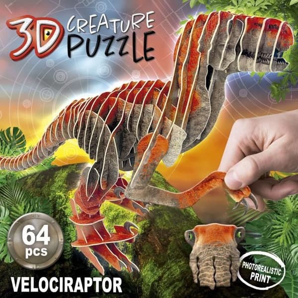 3D-pussel - EDUCA - Velociraptor - Tecknade serier och serier - Mindre än 100 bitar - Orange