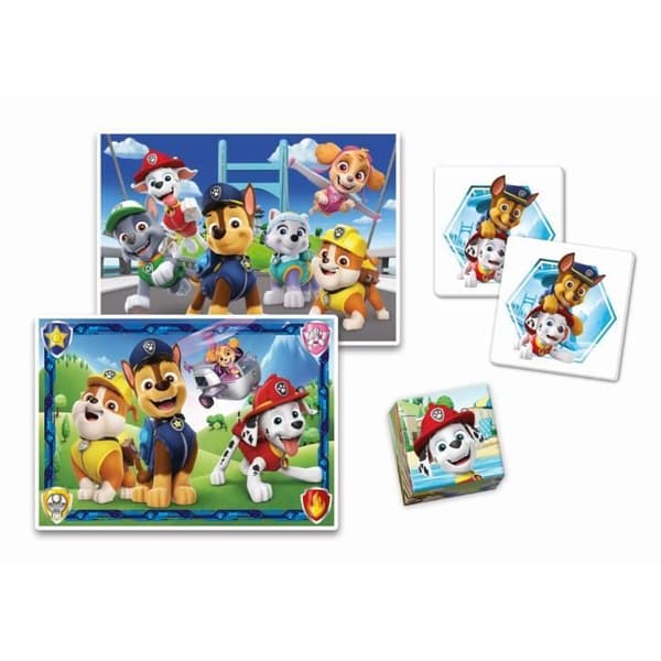 Clementoni - Edukit - Paw Patrol - 4 i 1 förskoleaktivitetsset - Pussel, kuber och memo - Tillverkat i Italien