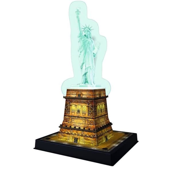 3D Pussel Frihetsgudinnan upplyst - Ravensburger - Monument 108 bitar - utan lim - med färg LEDS - Från 8 år