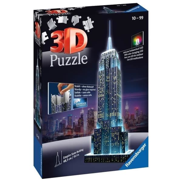 3D Empire State Building upplyst pussel - Ravensburger - 216 bitar - Färglysdioder - från 10 år och uppåt