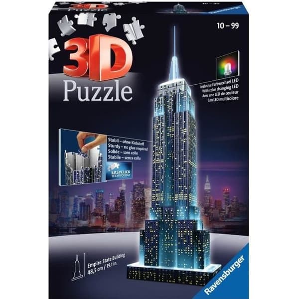 3D Empire State Building upplyst pussel - Ravensburger - 216 bitar - Färglysdioder - från 10 år och uppåt