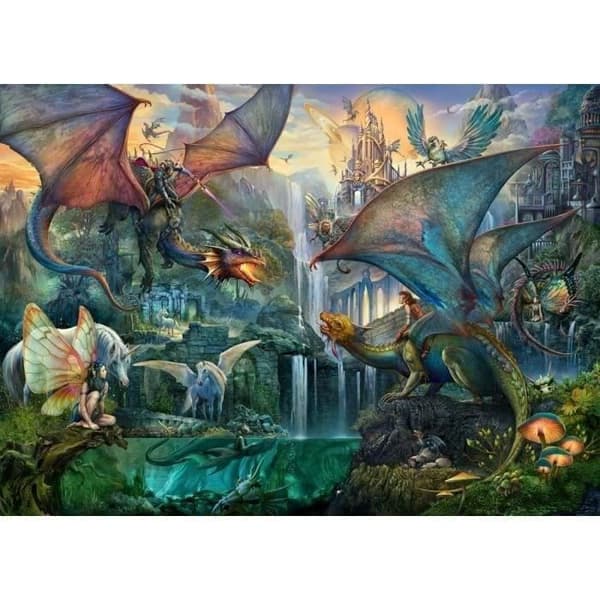 Pussel 9000 bitar Den magiska skogen av drakar, Fantastisk, Vuxen, 16721, Ravensburger