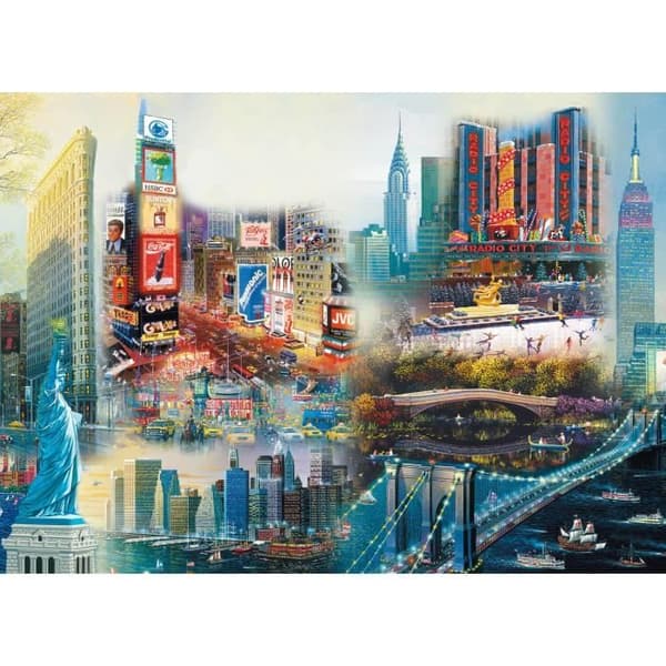 1000 bitars träpussel - TREFL - Collage New York - Vuxen - Resor och kartor