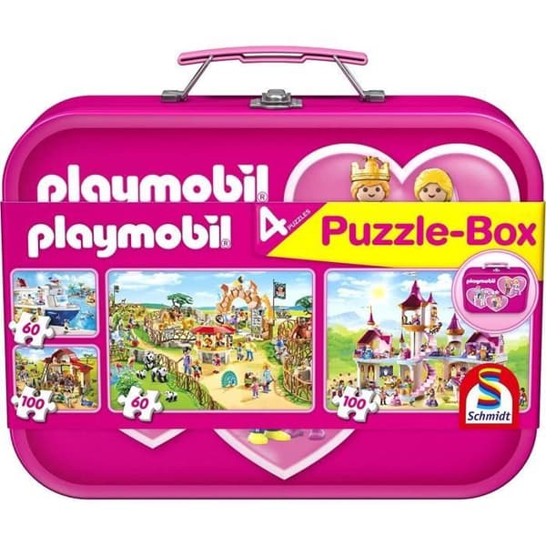 Playmobil Pussel - SCHMIDT OCH SPIELE - Box 2x60 / 2x100 st - Barn 5 år - Tecknade serier och serier