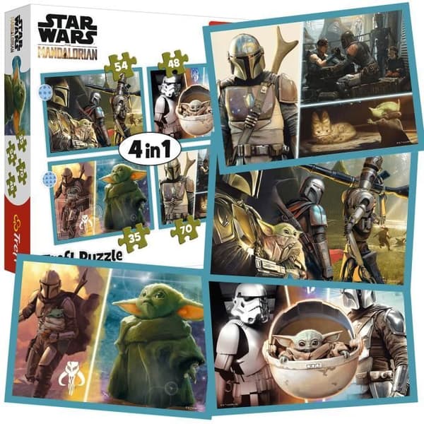 Star Wars Mandalorian-pussel - TREFL - 4 pussel med 35 till 70 element - För barn från 4 år