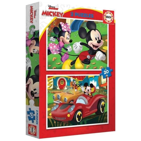 Educa Mickey dubbelpussel - 2 x 20 bitar - Röd - Tecknade serier och serier