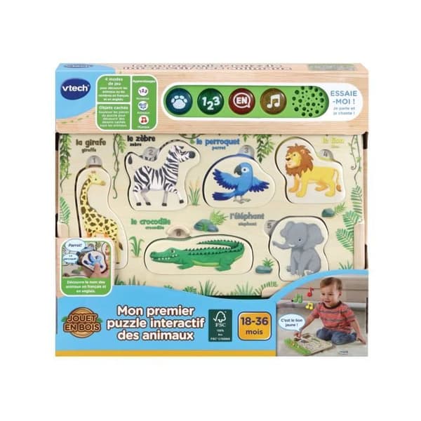 Interaktiv träleksak - VTECH - My First Animal Puzzle - FSC®