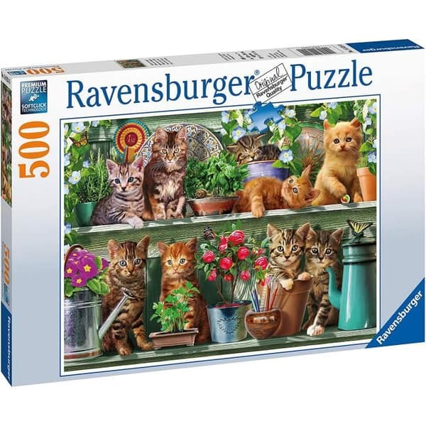 Ravensburger Cats on Shelf Pussel - 500 bitar - För vuxna och barn från 10 år och uppåt