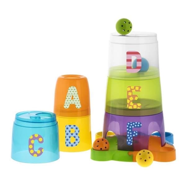 CHICCO Stack &amp; Fun staplingsspel med 5 spellägen och 4 färgglada bollar