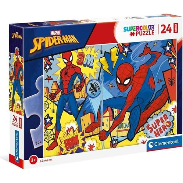 24-bitars Maxi Spiderman-pussel - Clementoni - För barn från 3 år och uppåt - Tecknade serier och serietema - Made in Italy