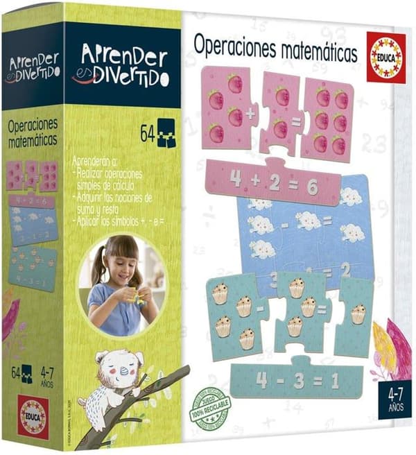 Educa - 18699 - Lärande är roligt: Matematisk operationsspel för barn, från 4 år (), Flerfärgad