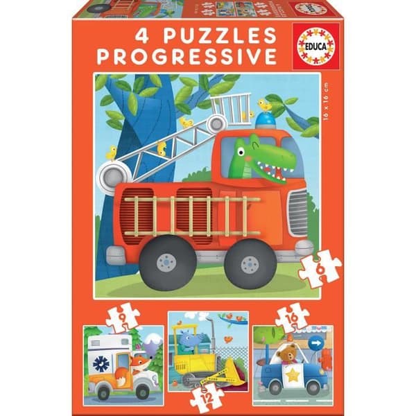 Wild Animals Progressive Puzzle - EDUCA - Mindre än 100 bitar - För barn