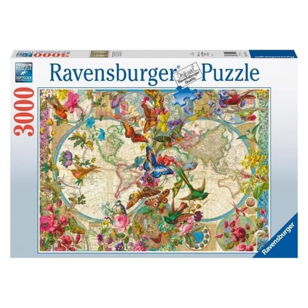 3000 bitars pussel - Ravensburger - Flora- och faunakarta - Resor och kartor - Vuxen - Grön