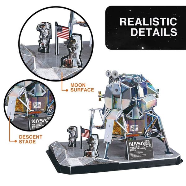 3D-pussel Lunar Module Eagle, 3D-pussel för barn, modell att bygga för vuxna, present till 8-årig pojke, modeller och modellering