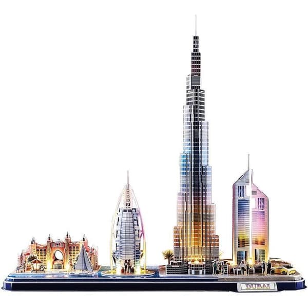 World Brands - City Line Dubai LED, 3d-pussel för barn och vuxna, 3d-pussel, födelsedagspresent för flickor och pojkar, kultur, modeller